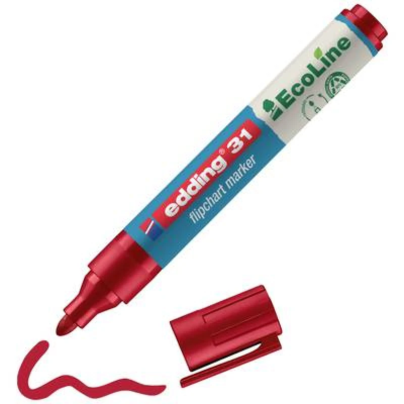 Image of Edding Edding 4-31002 Flipchart marker 31 EcoLine Round tip 1.5 - 3mm Red 4-31002