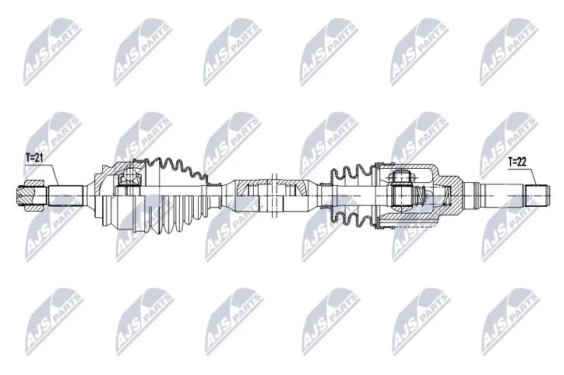 Image of NTY NPW-PE-113 Drive shaft Manual Transmission, Front Axle Right Drive Shaft (13)