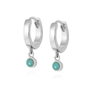 Image of Daisy London 925 Sterling Silver Amazonite Healing Huggie Hoops Sterling Silver