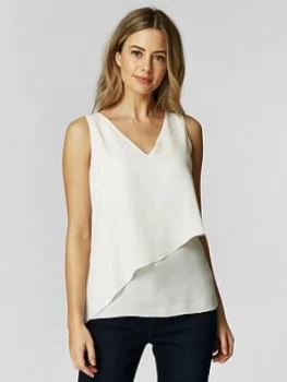 Image of Wallis Petite Double Layer Asymmetric Cami - Ivory, Size 14, Women