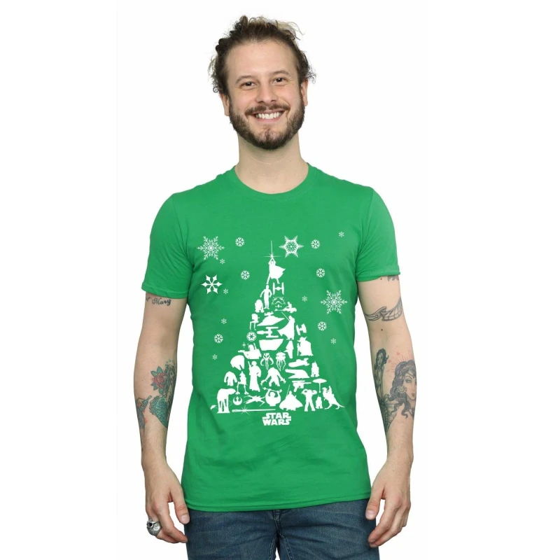 Image of Star Wars Star Wars Men Christmas Tree T-Shirt in Green Size: Small Green S Male 5059400315875