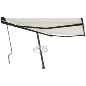 image of Freestanding Manual Retractable Awning 400x350cm Cream Vidaxl Cream