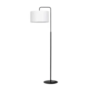 image of Trapo Black Floor Lamp with Shade with White Fabric Shades, 1x E27