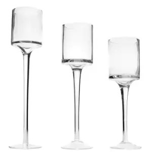 image of Tea Light Candle Holders - Set of 3 M&W - Clear