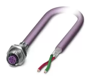 image of Phoenix Contact 1534410 Sensor Cord, 2P, M12 Rcpt-Free End, 5M