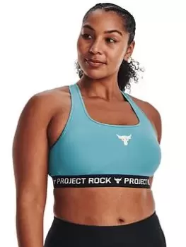 Image of Under Armour Project Rock Crossback Bra, Blue, Size S, Women