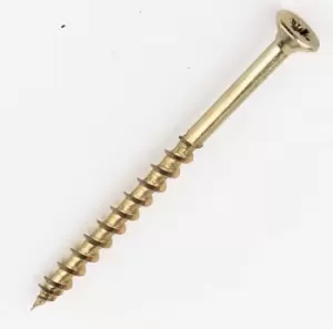 Image of Screw-Tite Yellow Zinc-Plated Case & Through Hardened Woodscrew (Dia)4mm (L)60mm, Pack Of 100