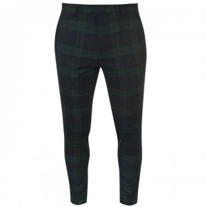 Image of Twisted Tailor Twisted Mens Ginger Tartan Suit Trousers - Green