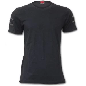 Image of Urban Fashion Twin Zipper Sleeve Fashion Tee Mens Small T-Shirt - Grey