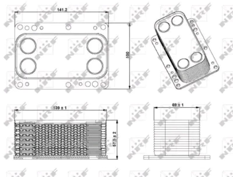 Image of NRF 31339 Oil Cooler with gaskets/seals, EASY FIT Aluminium Oil Cooler,engine oil (469)