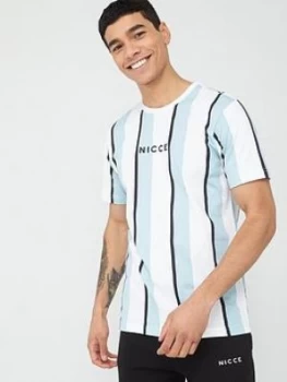 image of Nicce Stripe T-Shirt - Blue/White