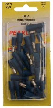 Image of Wiring Connectors - Blue - Male/Female Bullet - 5mm - Pack of 15 PWN799 WOT-NOTS