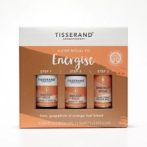 image of Tisserand Aromatherapy 3 Step Ritual to Energise (2x9ml/1x10ml)