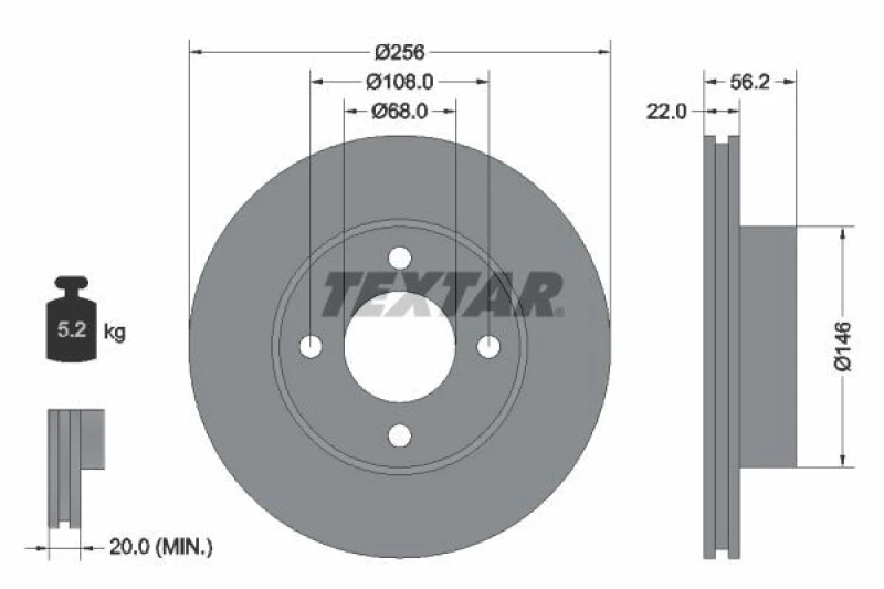 Image of Brake disc TEXTAR 92054200