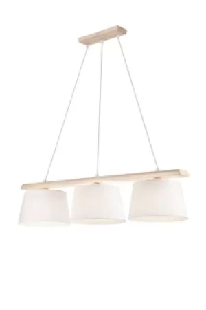 image of Aida Bar Pendant Ceiling Light With Fabric Shade Old White, 3x E27