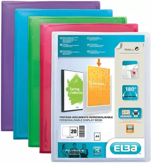 image of Elba Polyvision A4 Display Book Polypropylene 20 Clear Pockets Blue Single