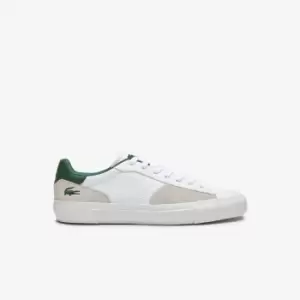 Image of Mens Lacoste L006 Leather Trainers Size 11 UK White & Dark Green