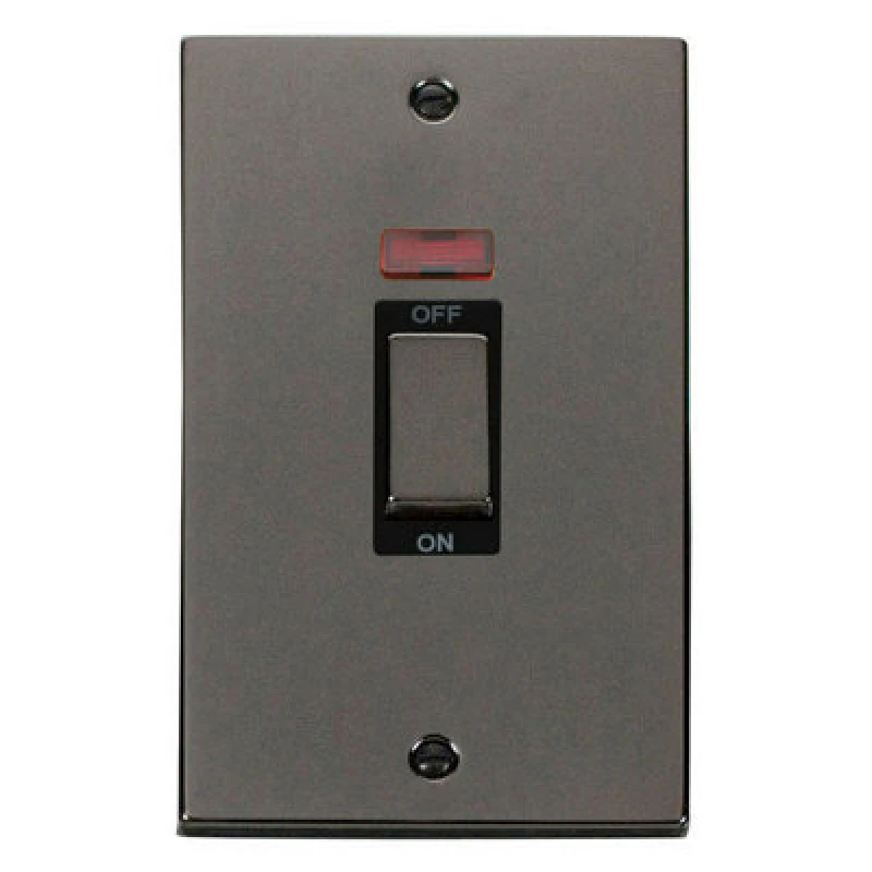 Image of SE Home Black Nickel 2 Gang Ingot Size 45A Switch With Neon Black