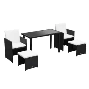 Image of Outsunny 5Pcs Rattan Garden Furniture Wicker Weave Sofa Set Table Chair Footrest - Black