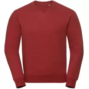 Image of Russell Mens Authentic Melange Sweatshirt (S) (Brick Red Melange)