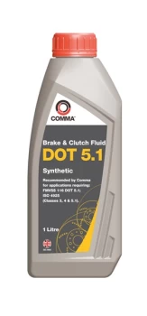 Image of DOT 5.1 Synthetic Brake & Clutch Fluid - 1 Litre BF51L COMMA