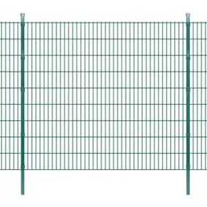 image of Vidaxl 2D Garden Fence Panel & Posts 2008X1830 Mm 2m Green