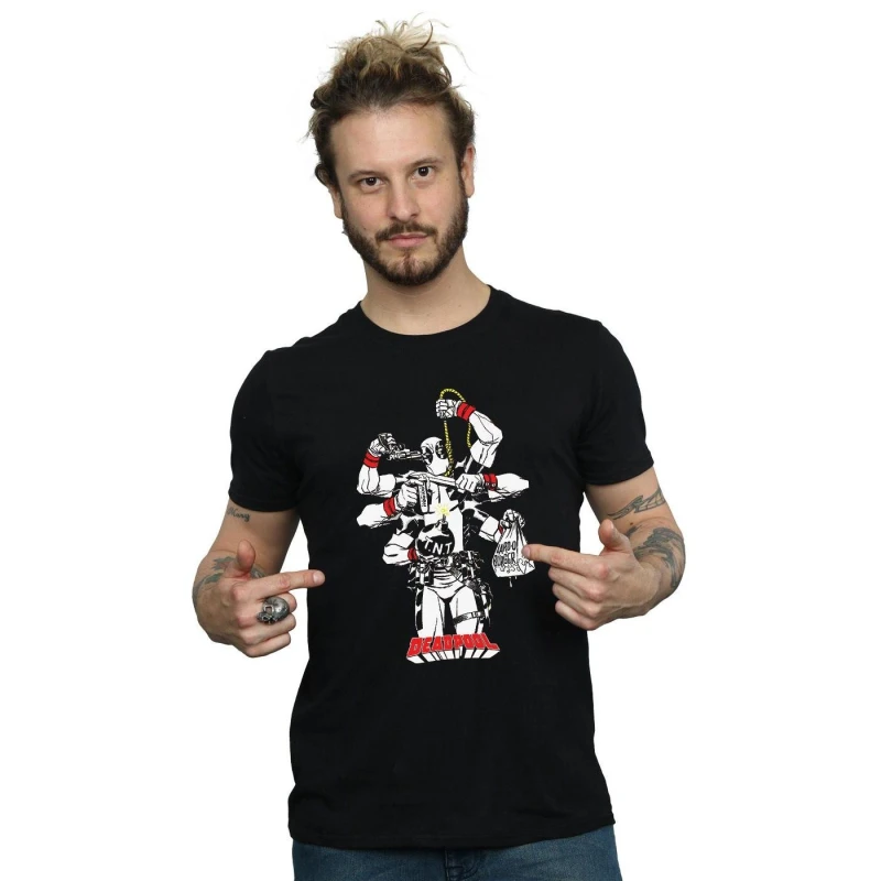 Image of Marvel Marvel Men Deadpool Multitasking T-Shirt in Black Size: Small Black S Male 5057736829639