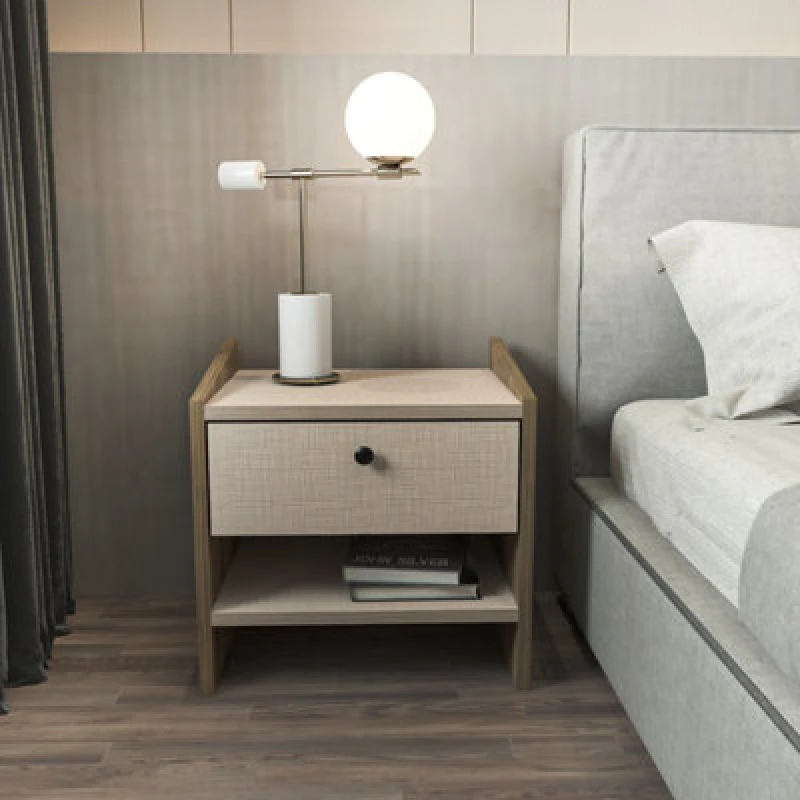 Image of Decorotika Berlin Nightstand Walnut Cottonbeige