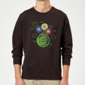 Image of Marvel Avengers Hulk Flower Sweatshirt - Black - XXL