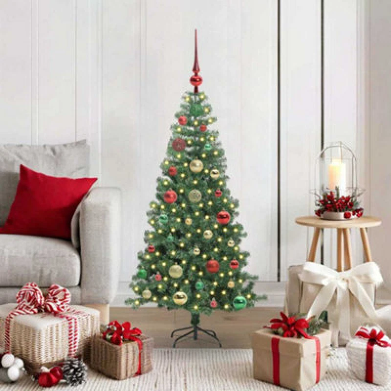 Image of vidaXL Christmas Tree with 150 LEDs with Stand Green 120cm PVC, Green 3396366