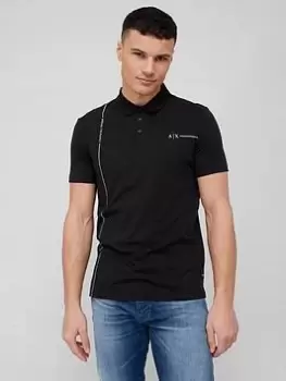 Image of Armani Exchange Regular Fit Polo Shirt, Black, Size 2XL, Men