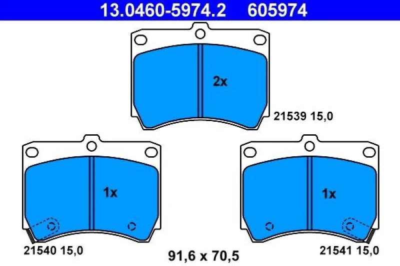 Image of ATE 13.0460-5974.2 Brake pad set with acoustic wear warning Brake Pad Set,disc brake (402)