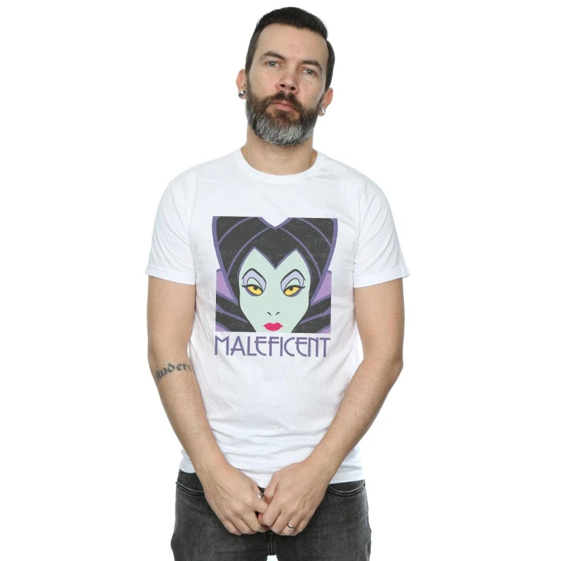 Image of Disney Men Maleficent Cropped Head T-Shirt in White Size: Small White S Male 5057864091830