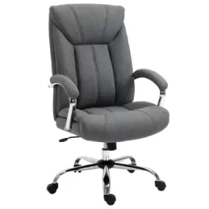 image of Vinsetto High Back Home Office Chair Swivel Linen Fabric Desk Armchair Grey