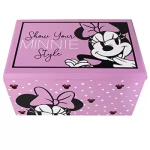 image of Disney Minnie Mouse Pink Wooden Jewellery box VX700651L.PH