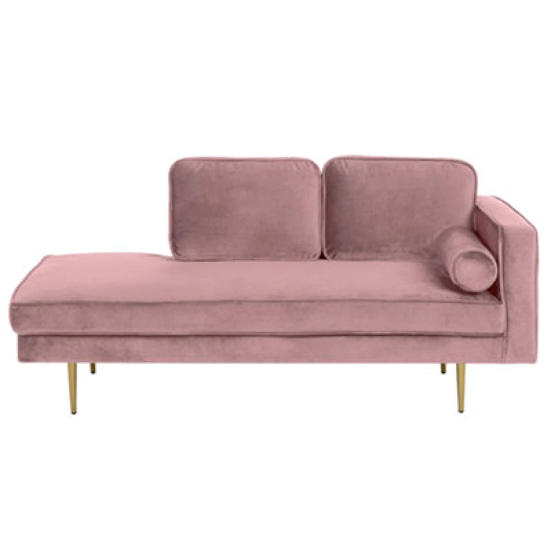 Image of Beliani Right-Hand Chaise Lounge Miramas Velvet Pink