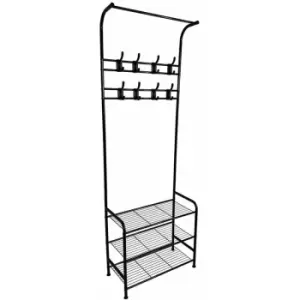 image of Coat Umbrella Stand Hat Shoe Rack Heavy Duty All Metal Black - Oypla