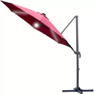 image of 3(m) LED Cantilever Outdoor Sun Umbrella Base Solar Lights Red - Outsunny