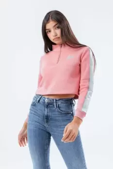 Image of Glitter Panel Quarter Zip Up Crew Neck