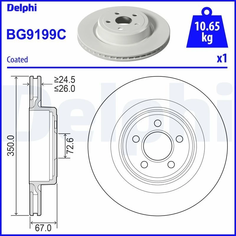 Image of DELPHI Brake disc DELPHI BG9199C