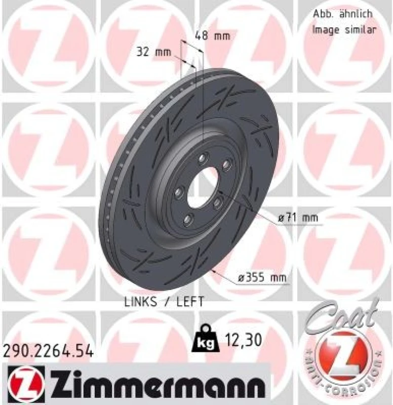 Image of ZIMMERMANN Brake disc ZIMMERMANN 290.2264.54