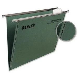 image of Original Leitz Ultimate Suspension File Foolscap Green Recycled with Tabs Inserts V Base Pack of 50