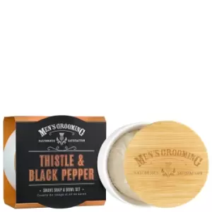 Image of Scottish Fine Soaps Mens Grooming Thistle & Black Pepper Shave Soap & Bowl Set 100g