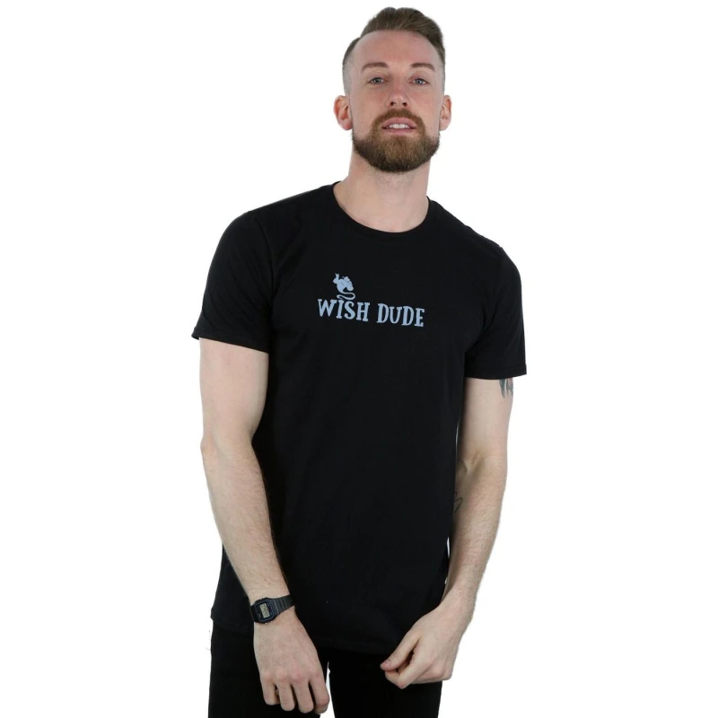 Image of Disney Men Aladdin Wish Dude T-Shirt in Black Size: Small Black S Male 5059276711726