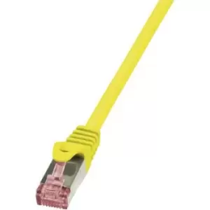 image of LogiLink CQ2057S RJ45 Network cable, patch cable CAT 6 S/FTP 2m Yellow Flame-retardant, incl. detent