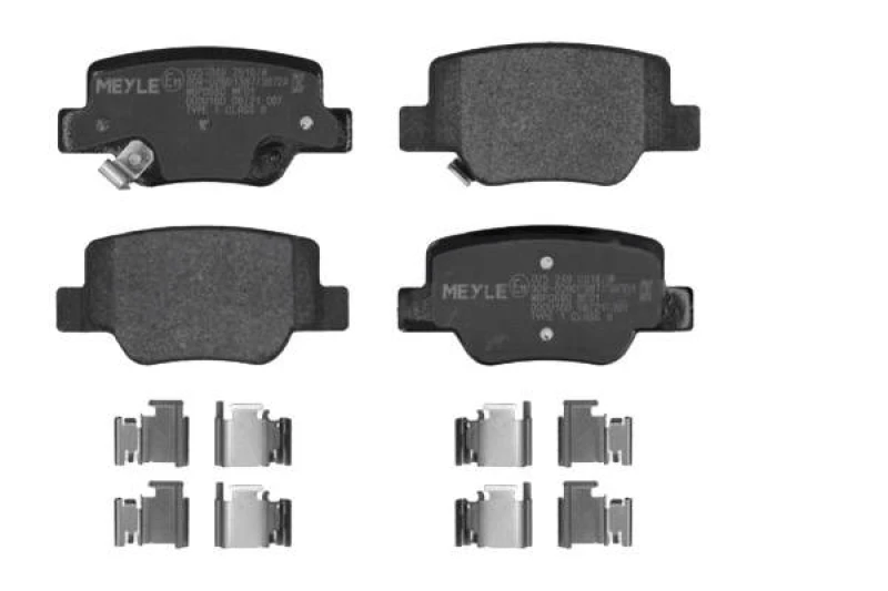 Image of MEYLE 025 249 2616/W Brake pad set Rear Axle, with acoustic wear warning, with accessories, Original Quality, with anti-squeak plate Brake Pad Set,di