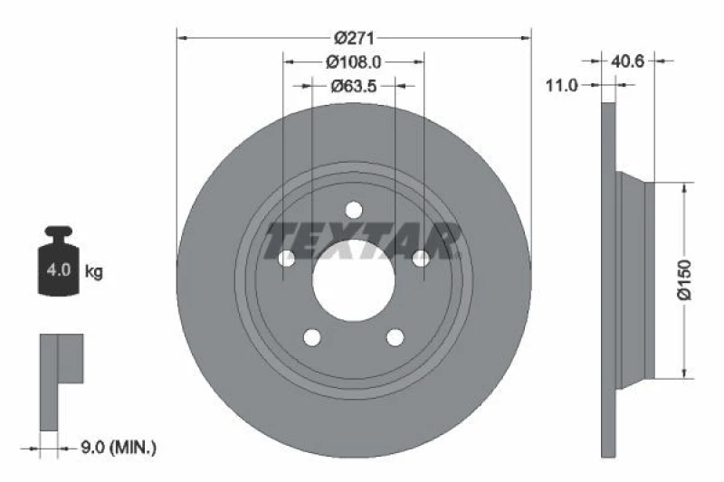 Image of Brake disc TEXTAR 92303503
