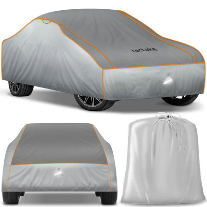 Image of Tectake Universal Car Cover Franz For Waterproof, Breathable, And Padded Protection L (483 X 178 X 120 Cm) - Grey