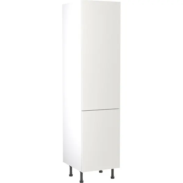 Image of Kitchen Kit Flatpack Slab Kitchen Cabinet Tall Larder Unit Super Gloss 500mm in White MFC