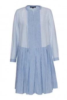 Image of French Connection Nuru Schiffley Mix Striped Dress Blue